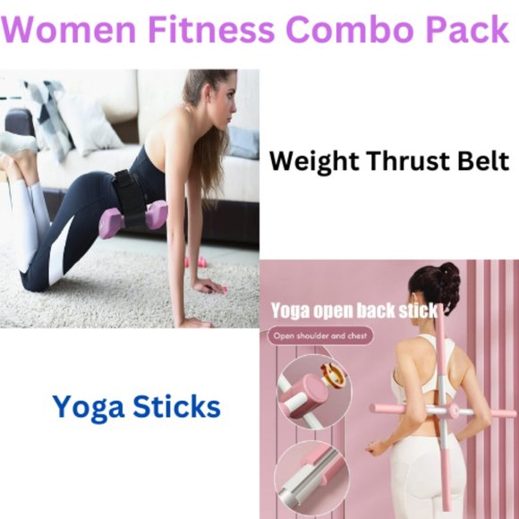 Hip Weight Thrust Belt & Yoga Sticks Stretching Tool Combo Pack - Picture 1 of 9